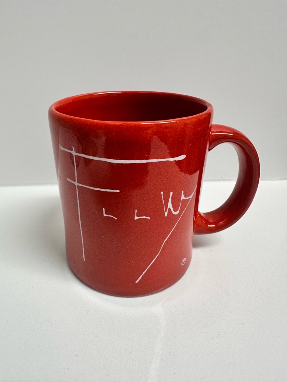 Vintage FRANK LLOYD WRIGHT Glossy Red Mug Waechtersbach Spain Collectible Artsy